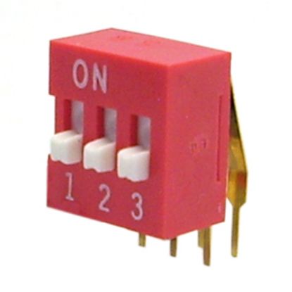 Picture of DIP SWITCH 3W ON-OFF R/A RED