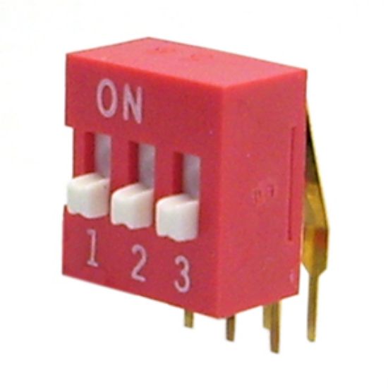 Picture of DIP SWITCH 3W ON-OFF R/A RED