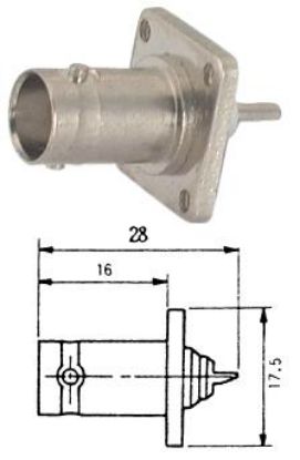 Picture of BNC SOCKET PANEL MOUNT SOLDER SQ 4 HOLE