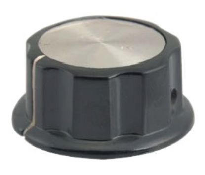 Picture of KNOB SILVER WITH MARKER 45x21mm 6.4mm HOLE