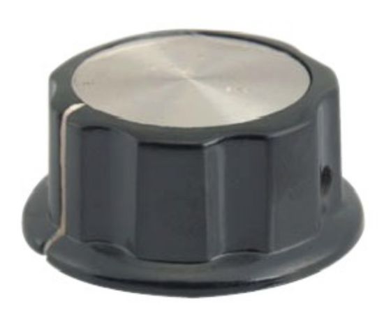 Picture of KNOB SILVER WITH MARKER 45x21mm 6.4mm HOLE