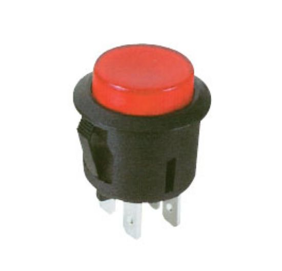 Picture of PUSH BUTTON SWITCH LATCHING ILLUM DPST 6A/250V RED P/FIT LUG F=23 L=28