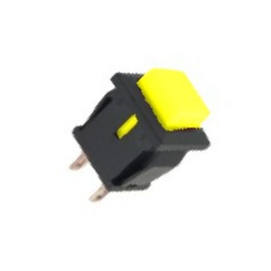 Picture of PUSH BUTTON SQ N.O. SPST 1A YELLOW P/FIT LUG 12X13mm F=14