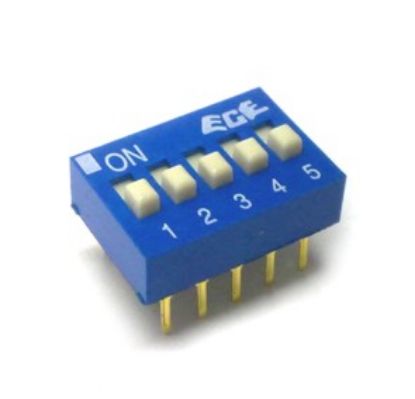 Picture of DIP SWITCH STD 5POLE 100mA 7.62mm BLUE