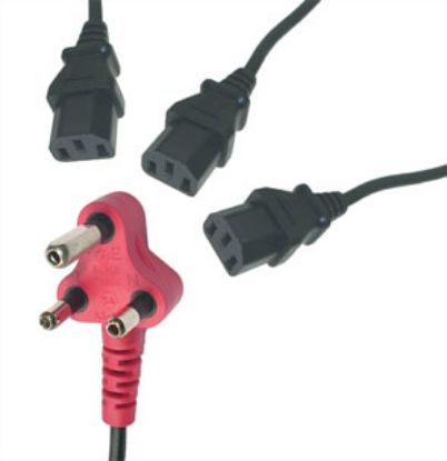 Picture of C13 3xIEC SOCKET - DEDICATED POWER LEAD IEC 3PIN PLUGTOP RED - 4m