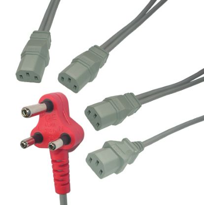 Picture of DEDICATE PLUG TOP LEAD TO 4xIEC 4.8M GREY