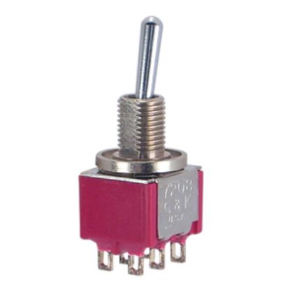 Picture of MINI TOGGLE SWITCH DPDT ON-MOM SOL