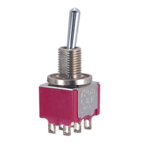 Picture of MINI TOGGLE SWITCH DPDT ON-MOM SOL