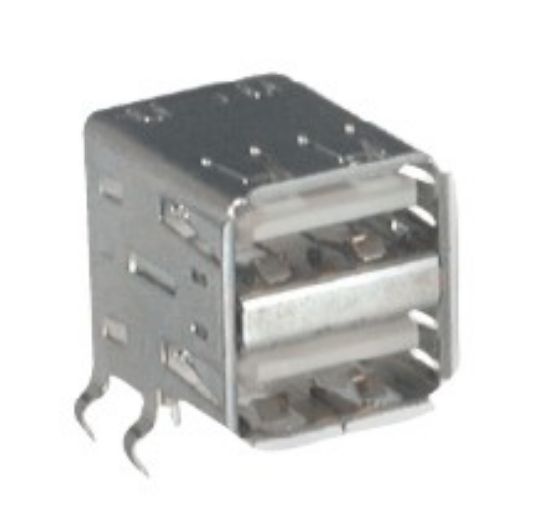 Picture of USB SOCKET DUAL R/A PCB TYPE-A 1A 3A
