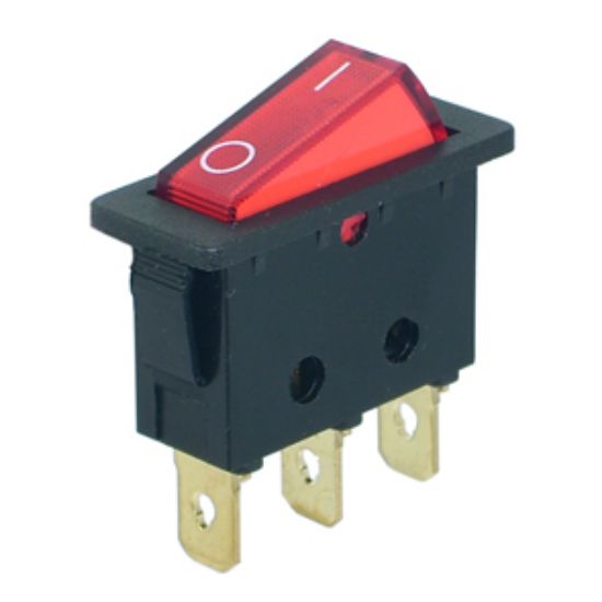 Picture of ROCKER SWITCH SPST 10x28 RED ILU LED 12VAC