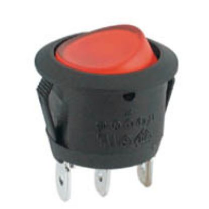 Picture of ROUND ROCKER SWITCH 240VAC 6A RED SPST ILLUMINATED
