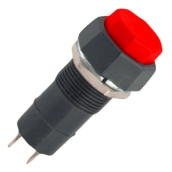 Picture of 	PUSH BUTTON OCT SWITCH LATCHING SPST 3A RED SOLDER M12 D=15.8mm L=38.5mm