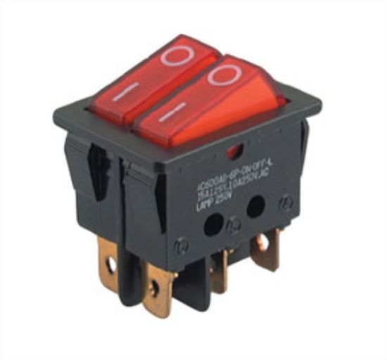 Picture of SWITCH ROCKERx2 DPST ILLUMINATE RED 10A 250V