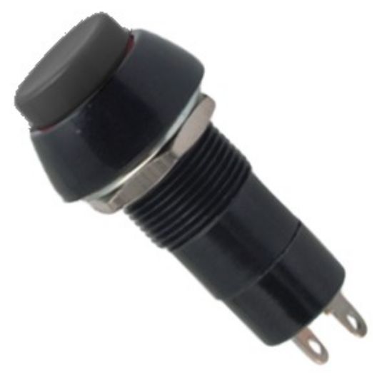 Picture of PUSH BUTTON SWITCH N.O. SPST 3A BLACK SOLDER M12 D=19.5mm L=38