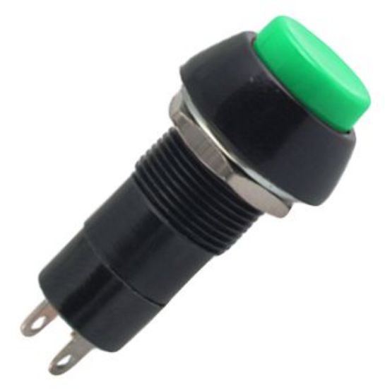 Picture of PUSH BUTTON SWITCH LATCHING SPST 3A GREEN SOLDER M12 D=19.5mm L=38