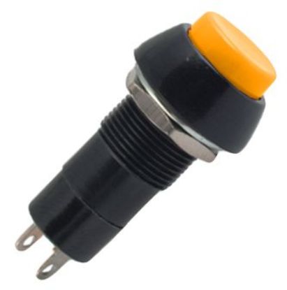 Picture of PUSH BUTTON SWITCH LATCHING SPST 3A ORANGE SOLDER M12 D=19.5mm L=38