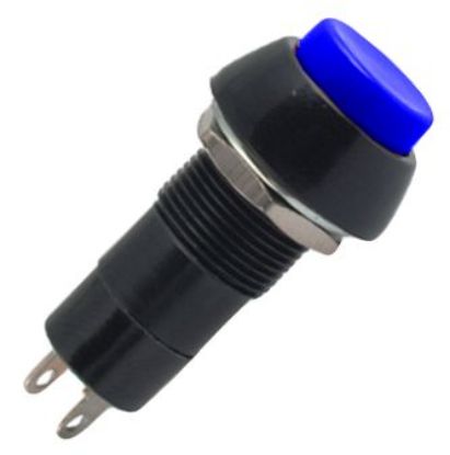 Picture of PUSH BUTTON SWITCH LATCHING SPST 3A BLUE SOLDER M12 D=19.5mm L=38