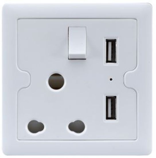 Picture of SINGLE WALL SOCKET 86x86 WITH 2 x USB