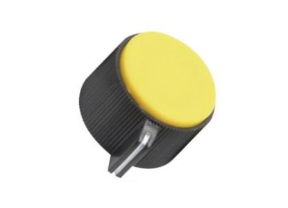 Picture of KNOB BLACK PLASTIC WITH YELLOW TOP 19mm