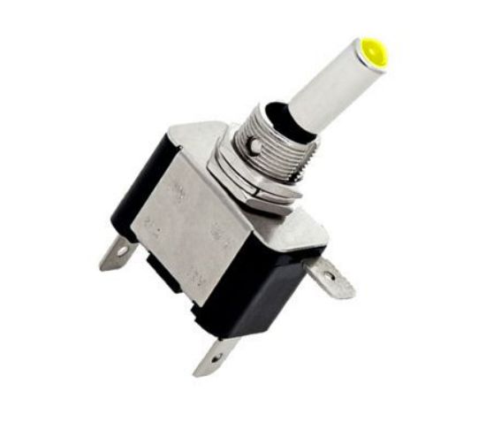 Picture of MINI TOOGLE SWITCH SPST ILUMINATED YL 12V LED 20A