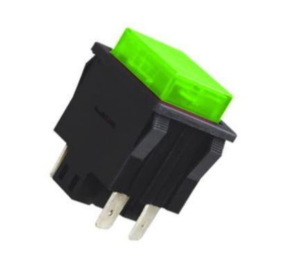 Picture of PUSH BUTTON SWITCH MOMENT. DPDT 32x25 GREEN