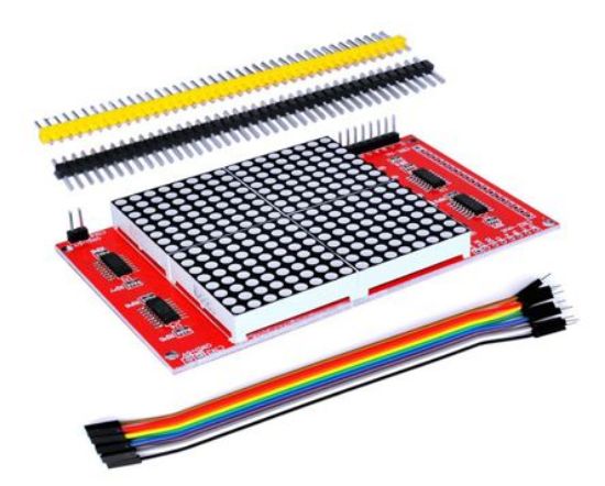 Picture of DISP LED DOTS MATRIX 16x16 W/DUPONT CABLE PIN HEADERS