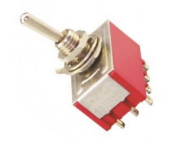 Picture of MINI TOGGLE SWITCH 4PDT ON-ON SOL-RED