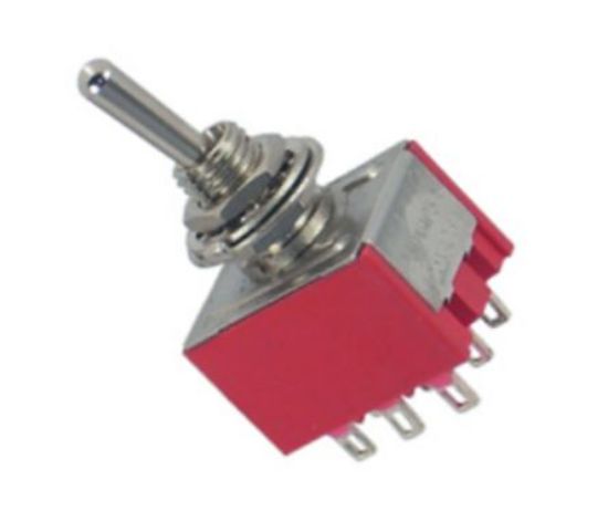 Picture of MINI TOGGLE SWITCH TPDT ON-ON SOL-RED