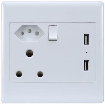 Picture of SLIMLINE WALL SOCKET 126x126 WITH 2 x USB