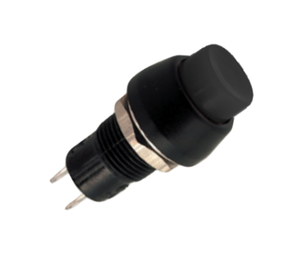 Picture of PUSH BUTTON SWITCH LATCHING SPST 3A BLACK SOLDER M10 D=15mm