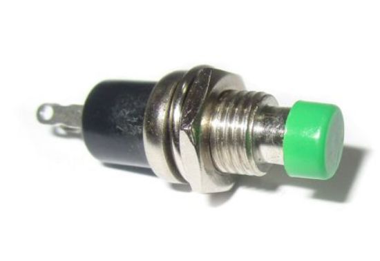 Picture of PUSH BUTTON SWITCH N.C. SPST 0.5A/250V GREEN SOLDER M7