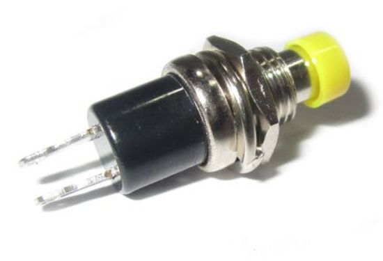 Picture of PUSH BUTTON SWITCH N.C. SPST 0.5A/250V YELLOW SOLDER M7