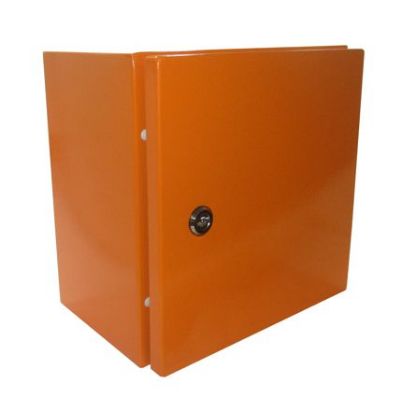 Picture of STEEL ENCLOSURE ORANGE LOCKABLE 1-KEY HOLE 300x300x200mm