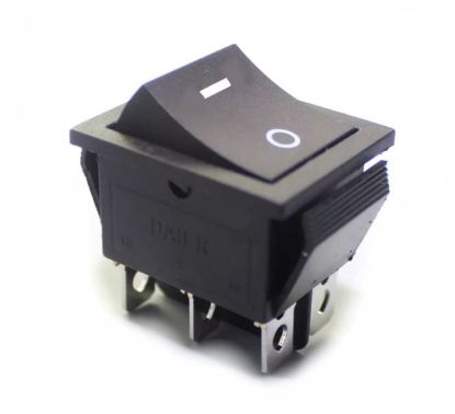 Picture of ROCKER SWITCH DPDT 25x31 BLACK 16A 250VAC