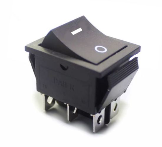 Picture of ROCKER SWITCH DPDT 25x31 BLACK 16A 250VAC