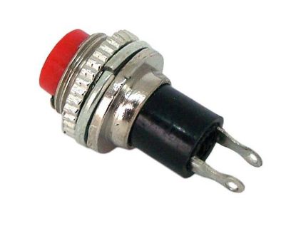 Picture of PUSH BUTTON SWITCH N.O. SPST 0.5A RED SOLDER M10 D=7.8 L=26 - DEBULK