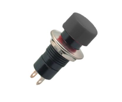 Picture of PUSH BUTTON MUSHR SWITCH LATCHING SPST 3A BLACK SOLDER M12 D=16.5mm L=37.5