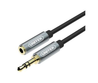 Picture of AUDIO CABLE PLUG TO SOCKET ALUMINIUM CONECTOR 3.5MM 1m BLACK