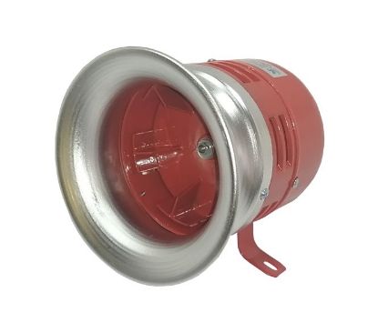 Picture of METAL MOTOR SIREN 220VAC 119x109x130mm RED+SLVR