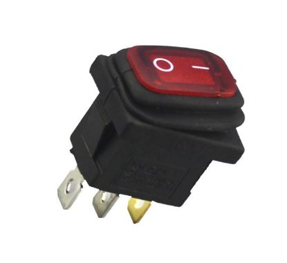 Picture of ROCKER SWITCH 240VAC 6A ILL-RD SPST 4.8mm TERMINALS