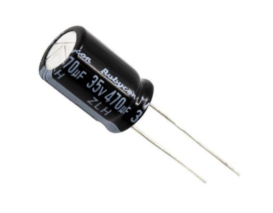 Picture of ELECTROLYTIC CAPACITOR RADIAL 1800uF 25V HT 12.5x25 P=10