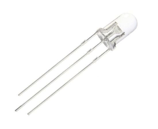 Picture of BI-COLOUR 3PIN CLEAR YELLOW & GREEN COMON ANODE 5mm LED