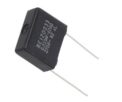 Picture of RC SNUBBER 275VAC 0.033uF 120R P=14mm BLACK OR BLUE