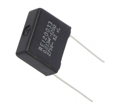 Picture of RC SNUBBER 275VAC 0.033uF 120R P=14mm BLACK OR BLUE