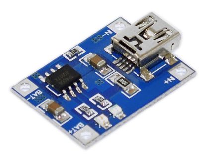 Picture of 1A 3.7V LITHIUM BATTERY, USB MINI-B CHARGER MODULE 1%