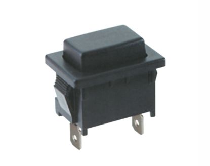 Picture of PUSH BUTTON RECT N.O. SPST 6A BLACK P/FIT LUG F=15X21mm L=25