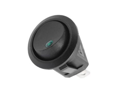 Picture of ROUND ROCKER SWITCH 12VDC SPST W/LED GREEN - DEBULK