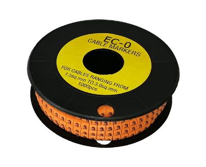Picture of CABLE MARKER 3 ORANGE OD 1.5 - 3mm2 EC-TYPE