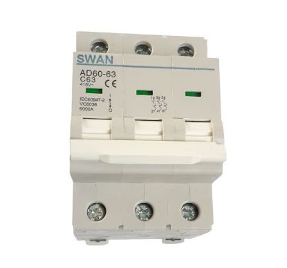 Picture of MINI D/R CIRCUIT BREAKER 63A 3P 6KA C- CURVE