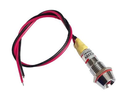 Picture of 5mm RED LED INDICATOR 220VAC OPEN LEADS P/M=10mm